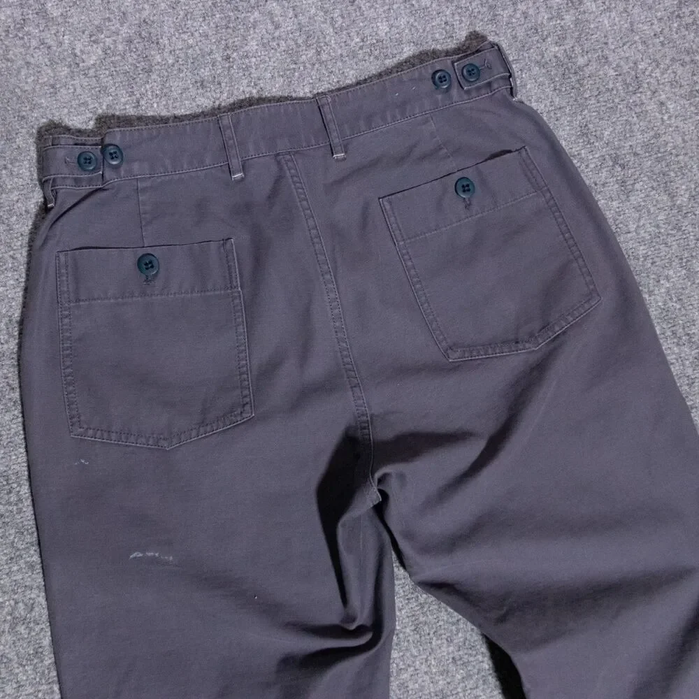 J Crew Camp Pants Men's 30x29 Blue Field Utility Military Canvas Fatigue Chore
